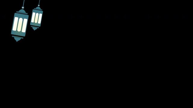 Ramadan lantern islamic background with alpha channel. Transparent ramadan design element animaton background. Motion graphics overlay. Ramadan template