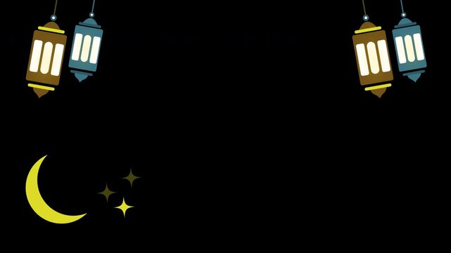 Ramadan lantern islamic background with alpha channel. Transparent ramadan design element animaton background. Motion graphics overlay. Ramadan template