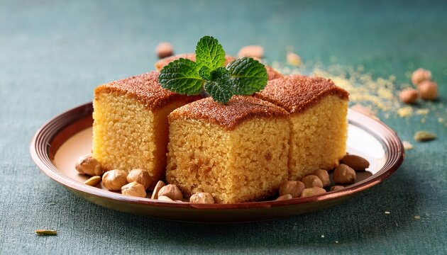 Middle Eastern Traditional Semolina Cake Basbousa Namoora Hareesa