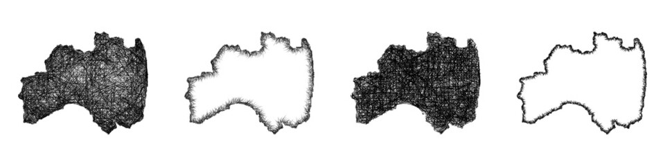 Obraz premium Sketch Fukushima outline map design set