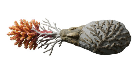 Coral reef formation isolated on transparent background, a vibrant underwater scene