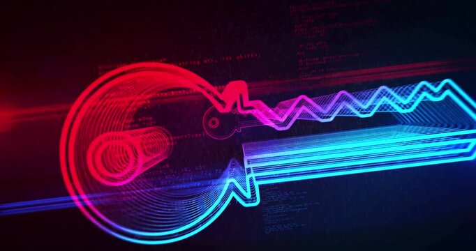 Cyber security key privacy protection icon looped abstract digital object. Cyber  technology concept symbol seamless loop animation.