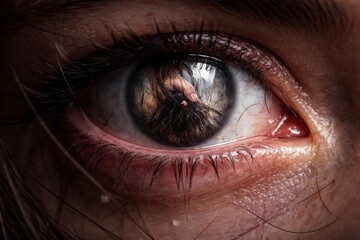 Intense emotion reflected in eye portrait photography close-up studio setting artistic perspective