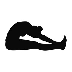Yoga Silhouette Seated Forward Fold Paschimottanasana Stretching Pose