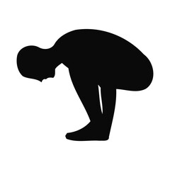 Silhouette of Person in Deep Forward Fold Yoga Pose Stretching