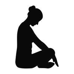 Silhouette of Woman in Meditation Yoga Pose for Wellness and Mindfulness