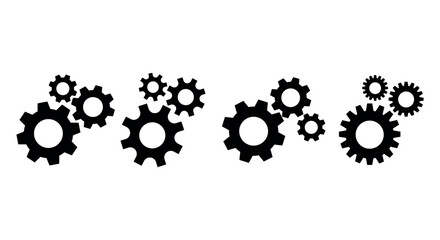 Setting gears icon. Cogwheel group. Gear design collection on white background,Black Gear Cog Icon Set Illustration on White Background