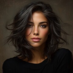 Naklejka premium High fashion realistic portrait of elegant woman with selective color style