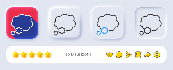 Obraz premium Talk bubble line icon. Neumorphic, Flat shadow, 3d buttons. Speech bubble sign. Chat message symbol. Line talk bubble icon. Social media icons. Vector