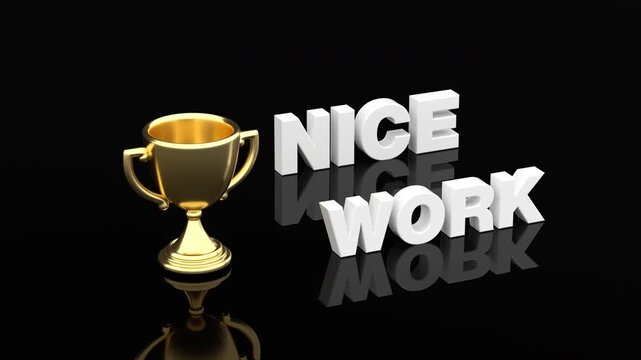 Nice Work with Trophy 3D Animation