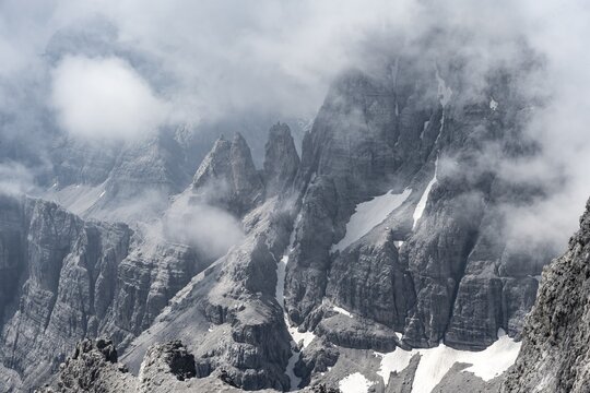 Fog in the Brenta Mountains, Parco Naturale Brenta-Adamello, Trentino, Italy