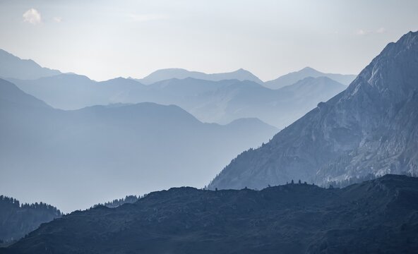 Mountain silhouettes, Brenta Mountains, Parco Naturale Brenta-Adamello, Trentino, Italy