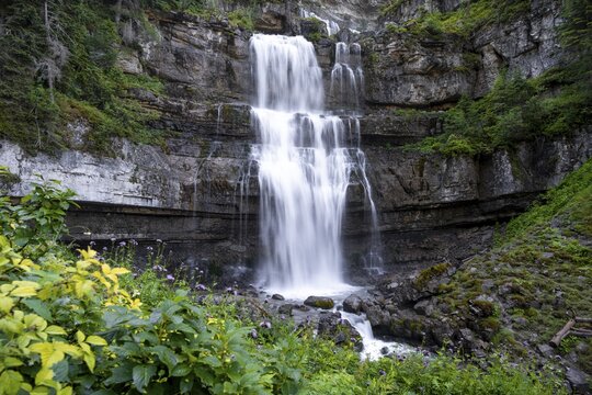 Cascata di Mezzo waterfall, long exposure, Vallesinella, Brenta, Trentino, Italy
