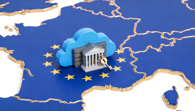 European Union cloud computing data protection GDPR security server lock bank building financial technology