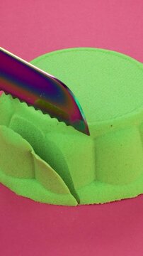 
Very Satisfying and Relaxing Kinetic Sand ASMR video. Cutting anti stress macro close up colorful Kinetic Sand with a Knife. ASMR sounds.
