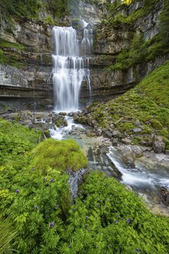 Cascata di Mezzo waterfall, long exposure, Vallesinella, Brenta, Trentino, Italy