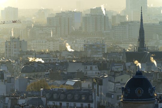 View of the rooftops of Paris from Montmartre, &Icirc;le-de-France, France