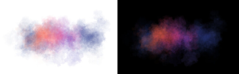 Multicolor smoke or powder cloud isolated on transparent background for artistic and creative design © siaminka