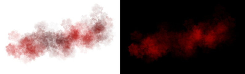 Black and red smoke or mist cloud isolated on transparent background for artistic and creative design © siaminka