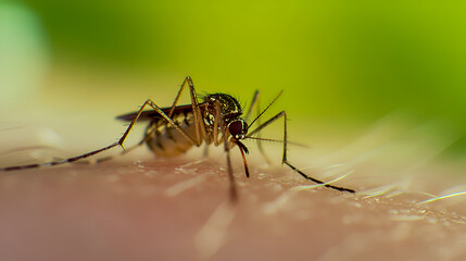 Fototapeta premium mosquito sucking blood extreme closeup