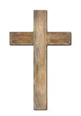 Light brown wooden cross with visible wood grain texture. Minimalist watercolor illustration for Christian Easter designs and religious themes, church bulletins, greeting cards, website headers, art