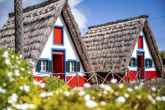 Traditional thatched house in Santana, Casa de Colmo, Madeira Island, Portugal
