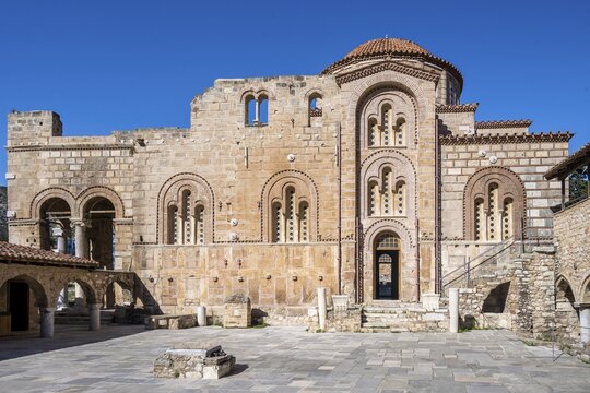 Byzantine sacred building, Daphni Monastery, Dafni, near Athens, Attica, Greece