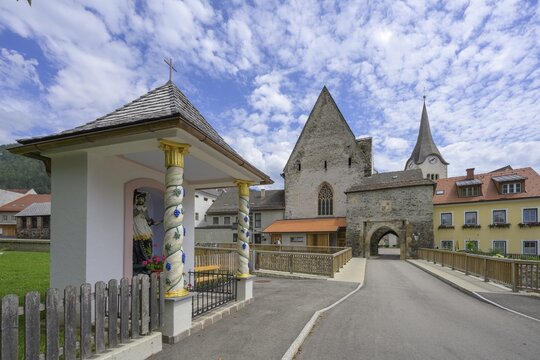 St. John Nepomuk Chapel and Town Gate at the Hospital Church, Oberw&ouml;lz, Styria, Austria