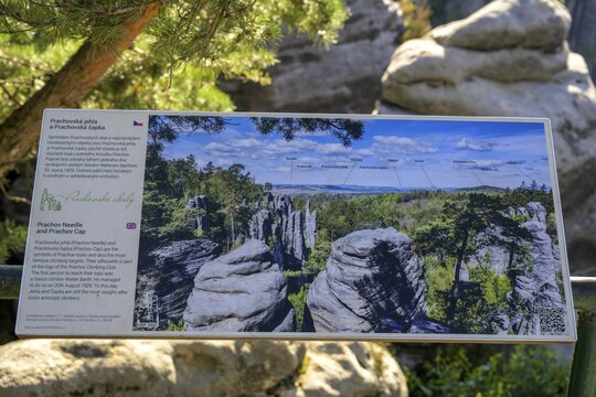Information board at the Prachov Rocks, Prachovsk&eacute; sk&aacute;ly, Hol&iacute;n, Kr&aacute;lov&eacute;hradeck&yacute; kraj, Czech Republic
