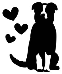 Dog Artwork | Border Collie | Puppy With Hearts | Vector Animal Art