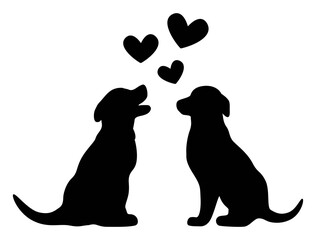 Dog Artwork | Labrador Retriever | Puppies With Hearts | Vector Animal Art