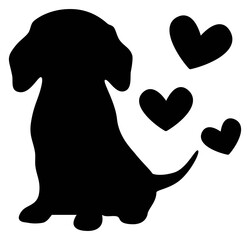 Dog Artwork | Dachshund | Puppy With Hearts | Vector Animal Art