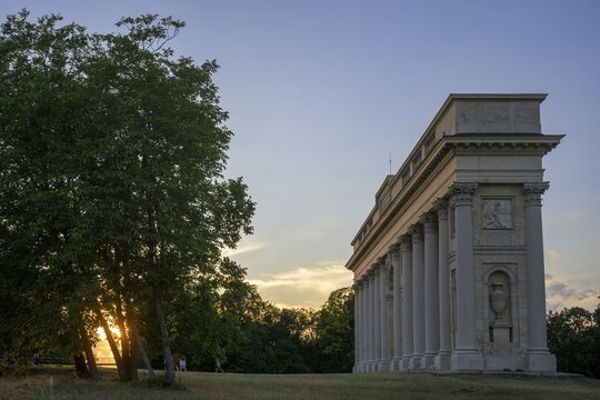 Rice colonnade in the evening light, Valtice, Jihomoravsk&yacute; kraj, Czech Republic