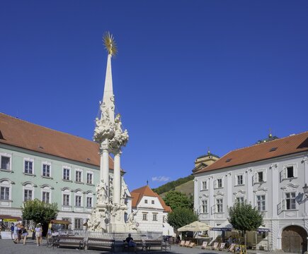Main square with Trinity Column, Mikulov, Jihomoravsk&yacute; kraj, Czech Republic