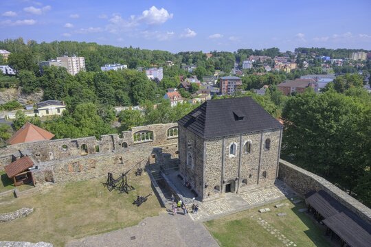 View of the Romanesque double chapel (Kaple sv. Erharda a Ur&scaron;uly) from the tower of the Imperial Castle, Cheb, Karlovarsk&yacute; kraj, Czech Republic