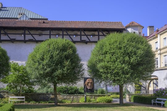 Park near the Franciscan monastery with defence wall, Cheb, Karlovarsk&yacute; kraj, Czech Republic