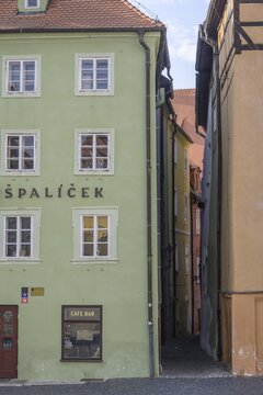 Narrow Kr&auml;mergasse, Cheb, Karlovarsk&yacute; kraj, Czech Republic