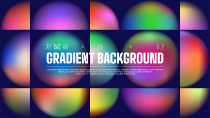 Abstract gradient background with spheres and hemispheres forming a retro ornament, Backdrop with colorful gradient neon fluid elements, Minimalist style cover template with vibrant geometric form