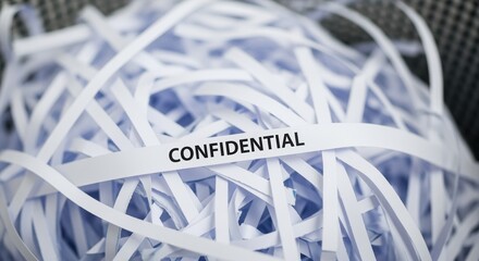 Obraz na płótnie Canvas pile of shredded confidential documents symbolizing privacy and data protection in office