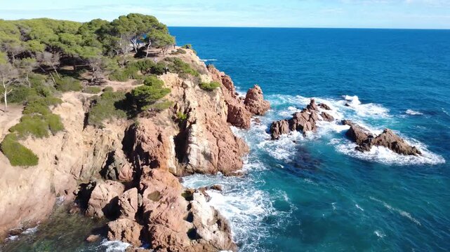 Aerial View of La Conca Beach in Platja d&rsquo;Aro Costa Brava Spain