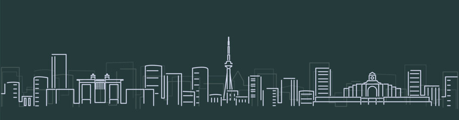 Changchun Simple Lines Skyline on Dark Background