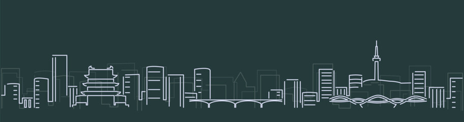 Fototapeta premium Changsha Simple Lines Skyline on Dark Background