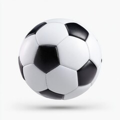 Classic black and white soccer ball, floating with slight shadow, against a white background