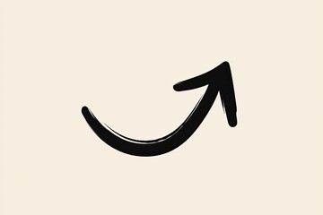Hand-drawn black arrow pointing upwards and slightly right on a beige background