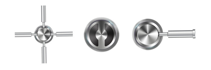 Combination Lock Padlock 3D Set Security Padlocks with Number Code Dials and Safe Strongbox Vault Locker , Isolated on Transparent Background. Vector