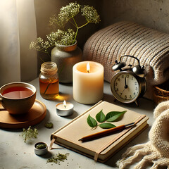 Calm Self Care Mental Health Concept Still Life