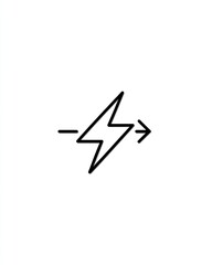 Simple black and white icon depicting a lightning bolt with an arrow, conveying energy