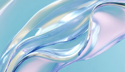 Naklejka premium Abstract depiction of iridescent, flowing forms in cool blue and white tones