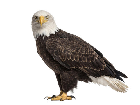 Bald eagle looking at camera isolated (PNG)