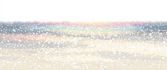 Abstract landscape with soft hues and speckled details, reminiscent of a snowy beach